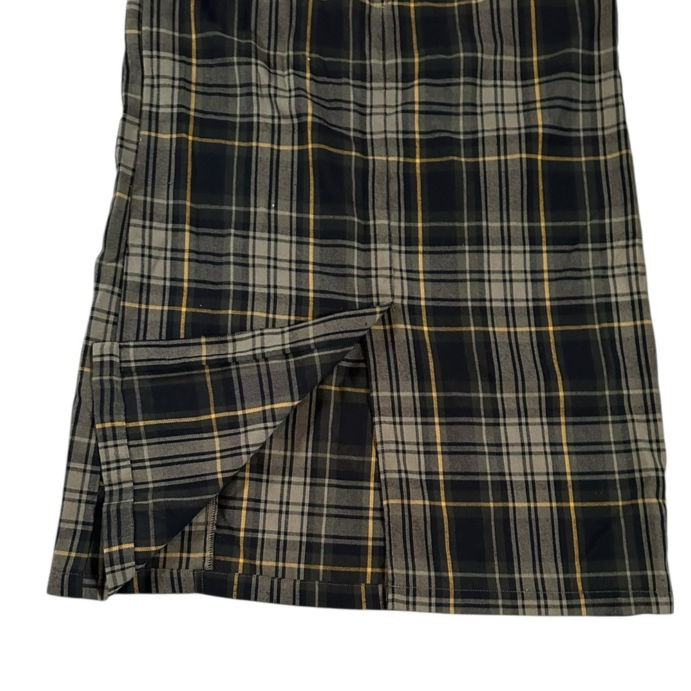 BLUE J black/tan/olive plaid jumper dress midi/maxi with pockets size Large - Picture 5 of 8